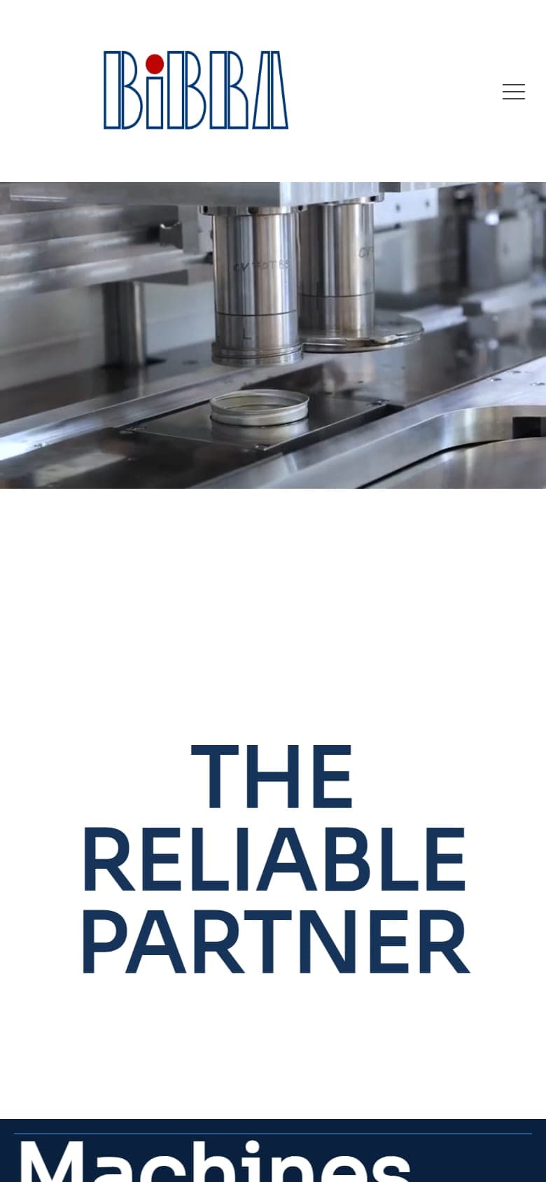 Началната страница на bibra.com на телефон: „The reliable partner“